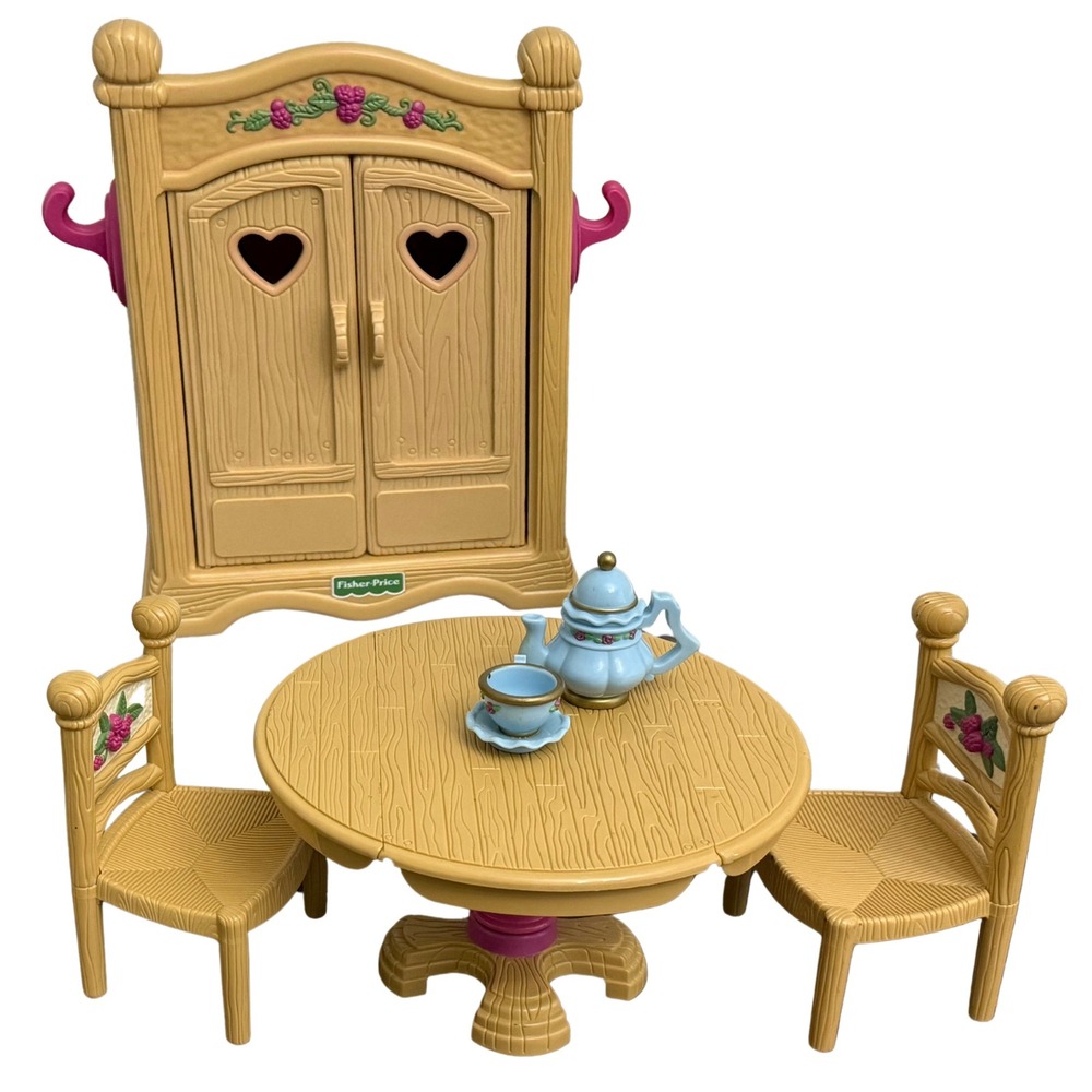 Fisher Price Briarberry‎ Armoire Table Chairs Furniture Set 1998